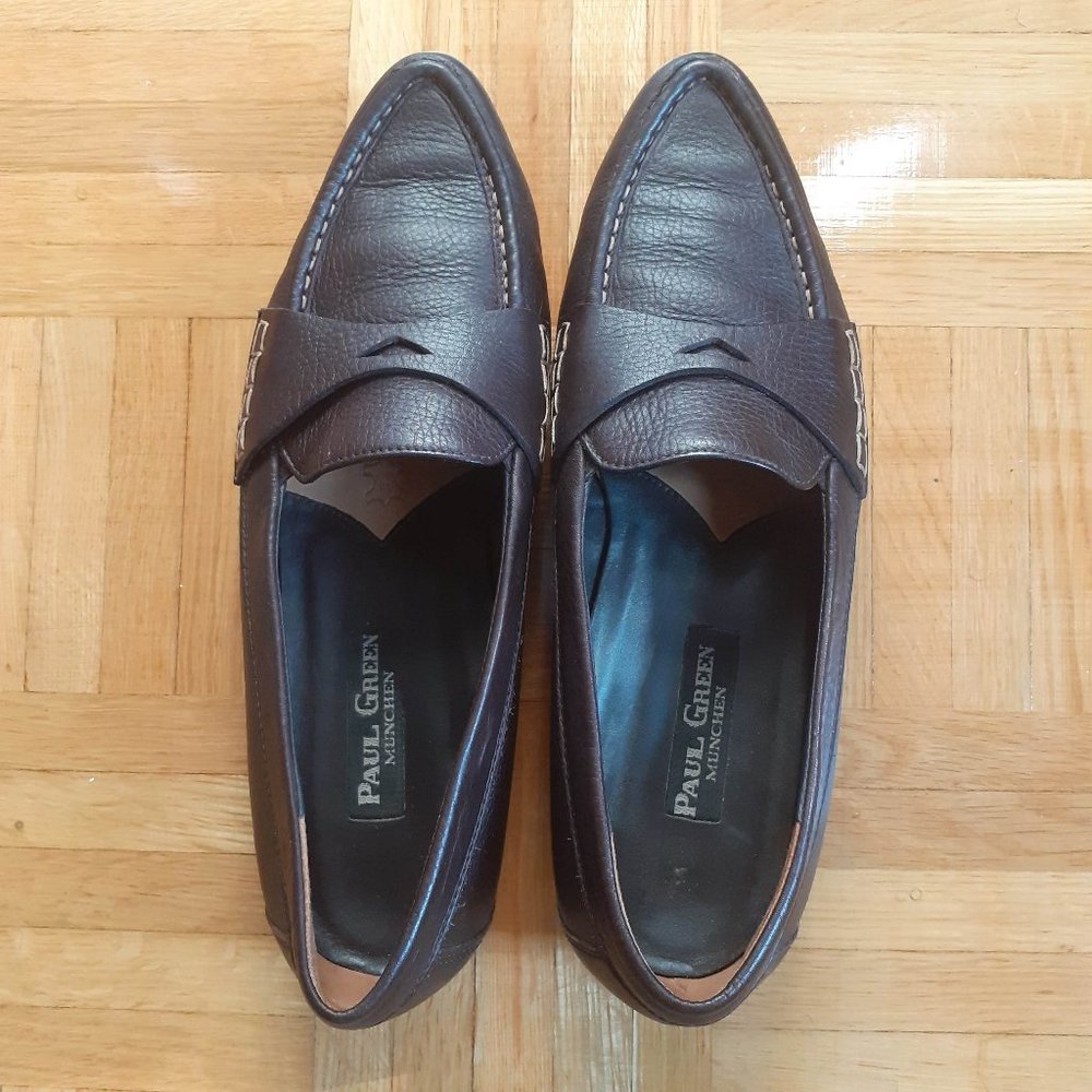 PAUL GREEN Chocolate Brown Penny Loafer Leather in&out Made in Austria 8us/5.5uk